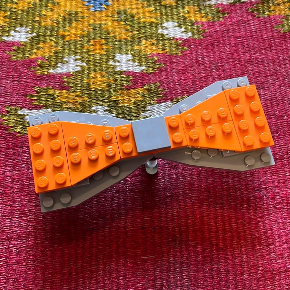 Clip Bowtie made of Legos - orange and gray